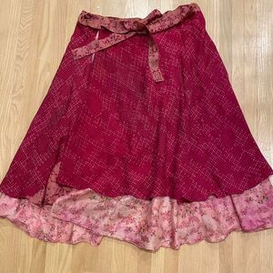 Kariza boho goblin hippie reversible full wrap silk blend layered Skirt